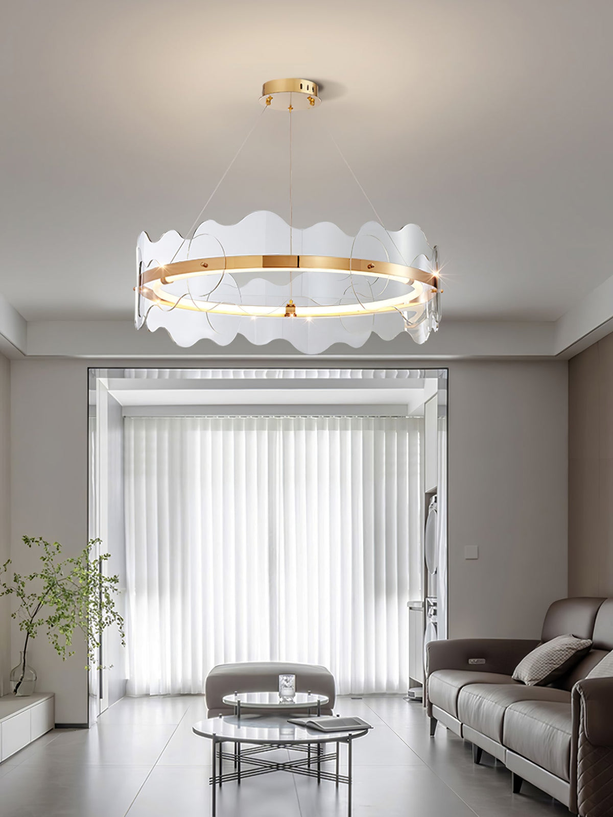Acrylic Wave Chandelier, Energy-Efficient LED