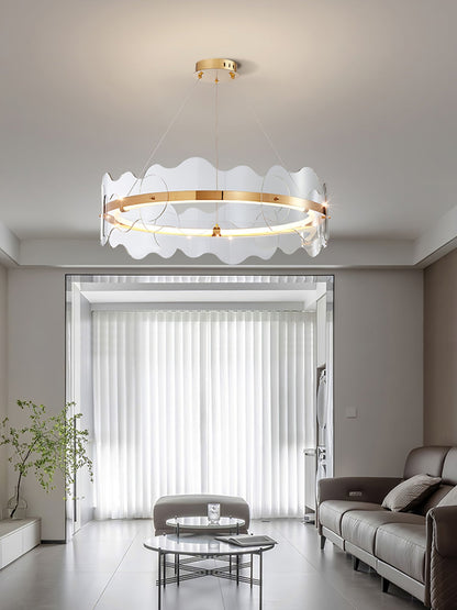Acrylic Wave Chandelier, Energy-Efficient LED