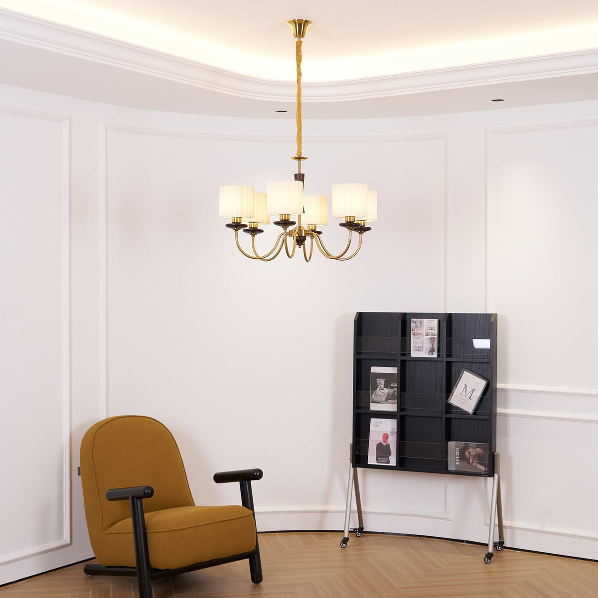Walnut Copper Chandelier with Dimmable LED