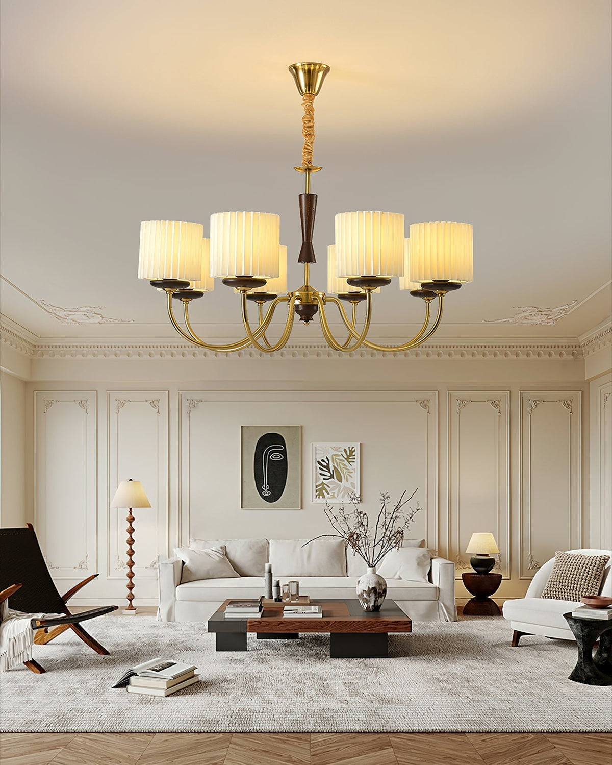 Walnut Copper Chandelier with Dimmable LED