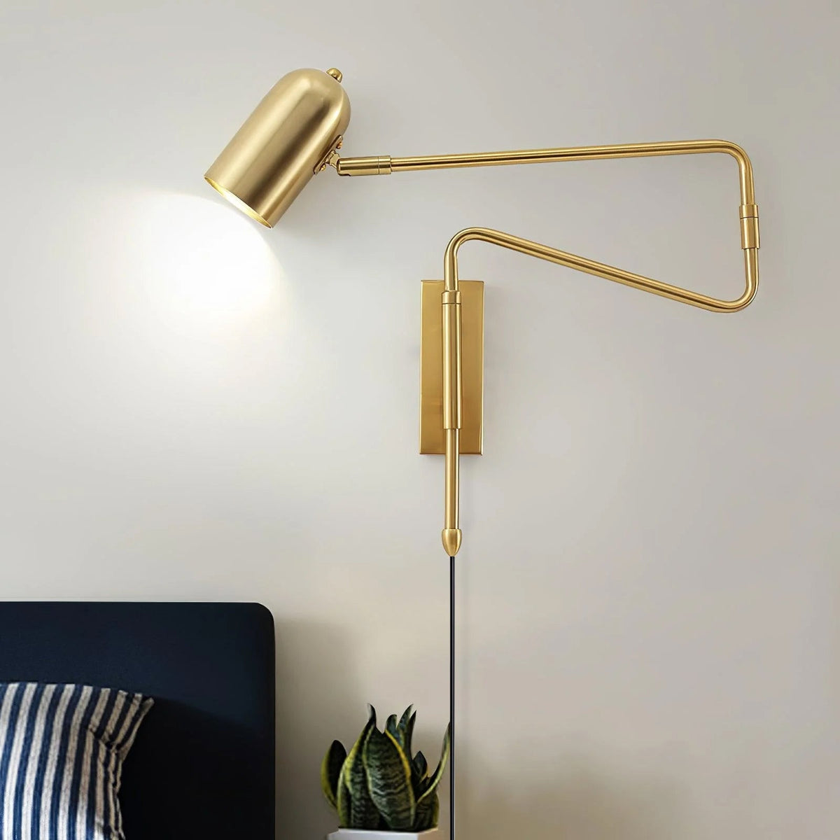 Adjustable Arm Wall Lamp with USB Charging — front view