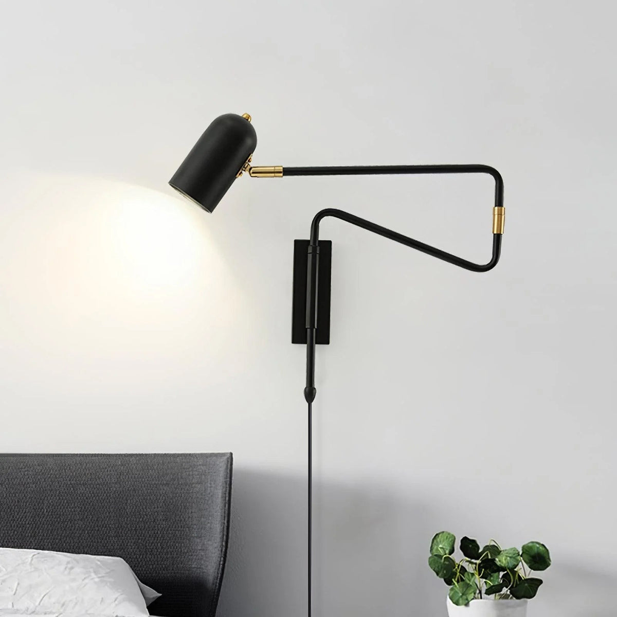Adjustable Arm Wall Lamp with USB Charging — side view