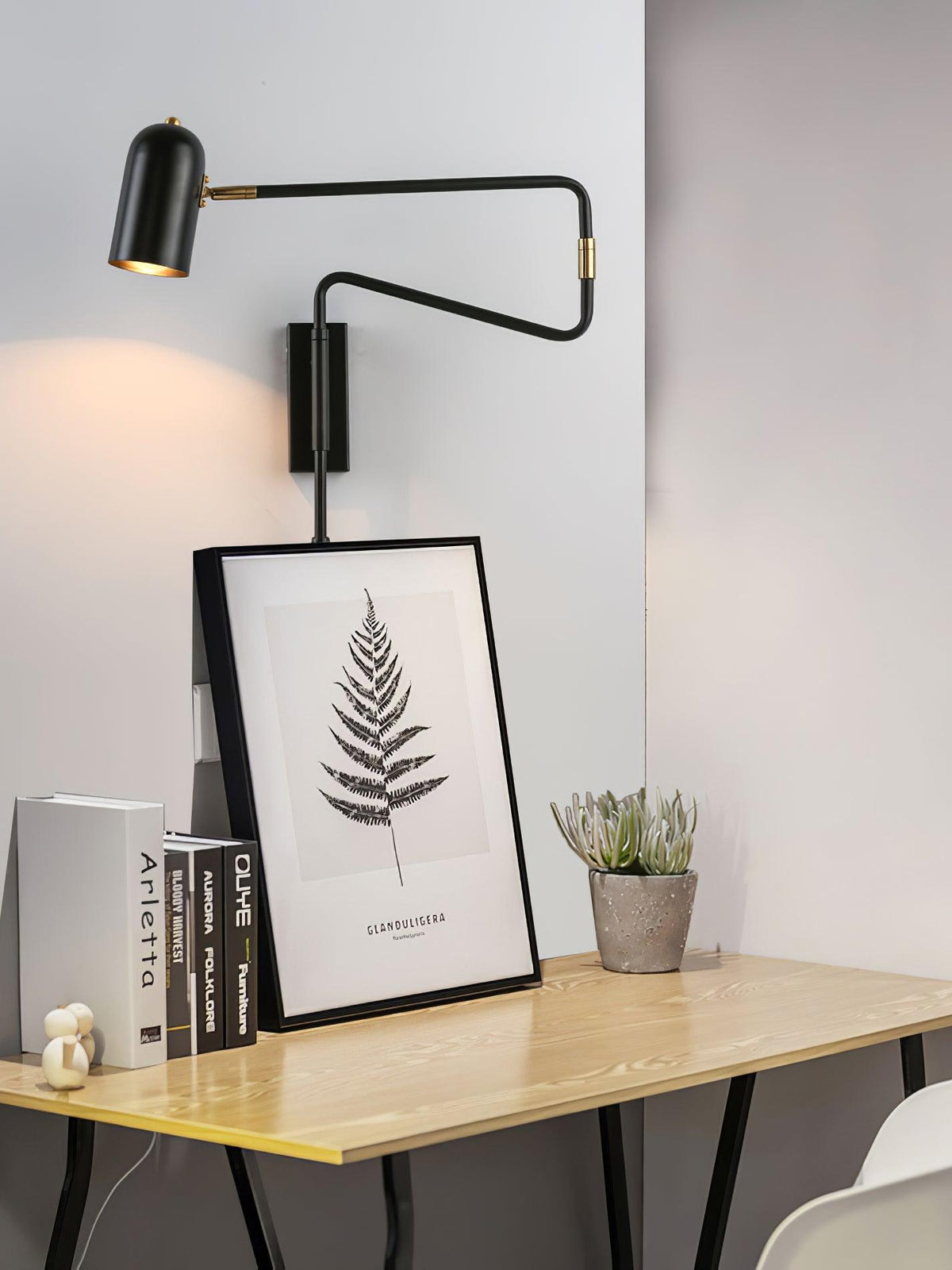 Adjustable Arm Wall Lamp with USB Charging
