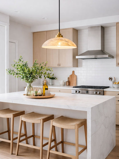 Alabaster Dome Pendant Lamp with Adjustable Mount — lifestyle view