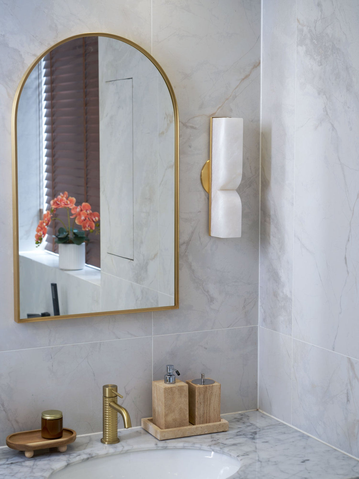 Alabaster Wall Sconce with Adjustable Light Direction