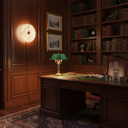 Alabaster LED Plug-In Wall Lamp, Dimmable