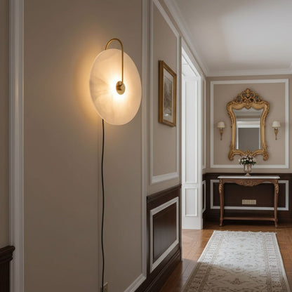 Alabaster LED Plug-In Wall Lamp, Dimmable