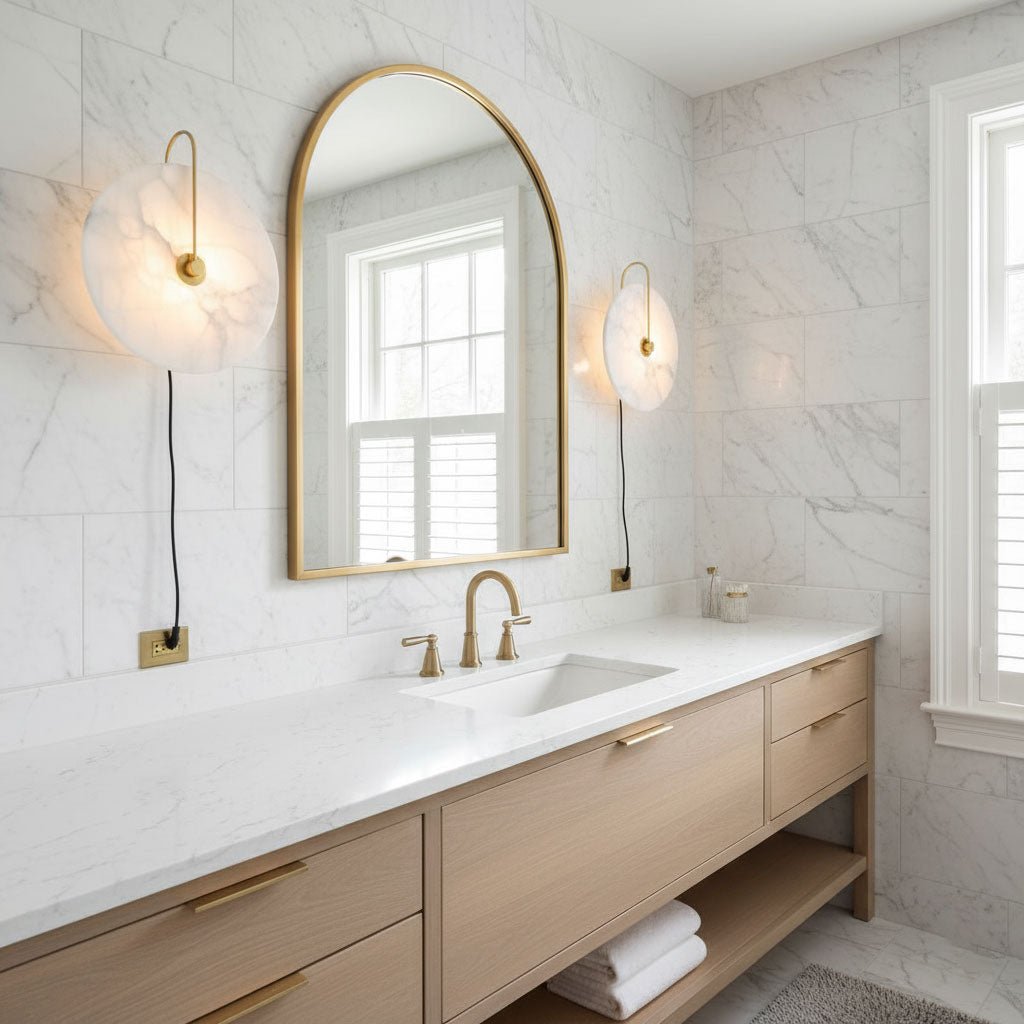 Alabaster LED Plug-In Wall Lamp, Dimmable