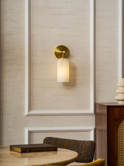 Pillar Alabaster Wall Sconce, Soft Ambient Light