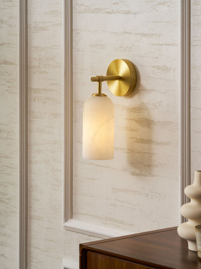 Pillar Alabaster Wall Sconce, Soft Ambient Light