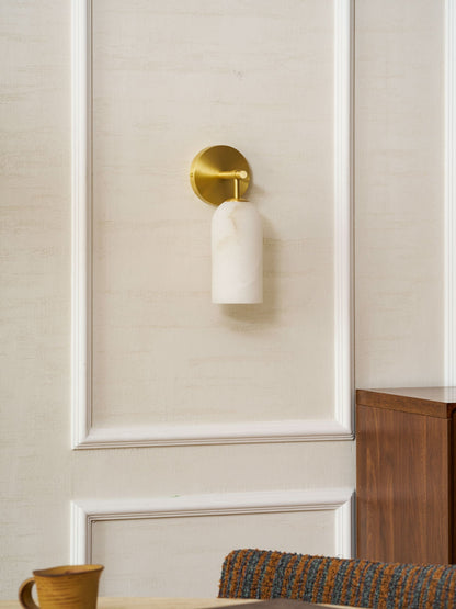 Pillar Alabaster Wall Sconce, Soft Ambient Light