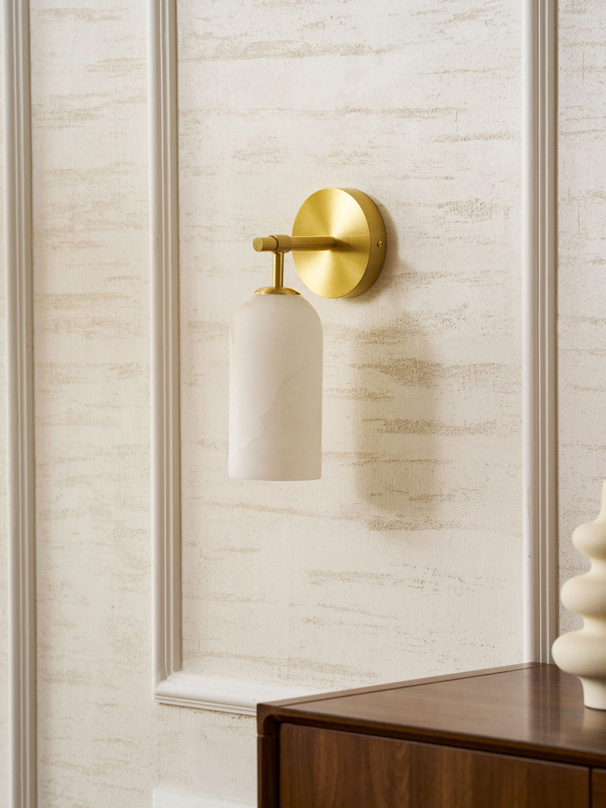Pillar Alabaster Wall Sconce, Soft Ambient Light