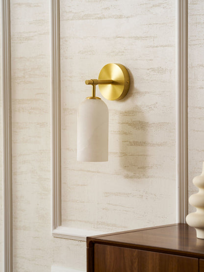 Pillar Alabaster Wall Sconce, Soft Ambient Light
