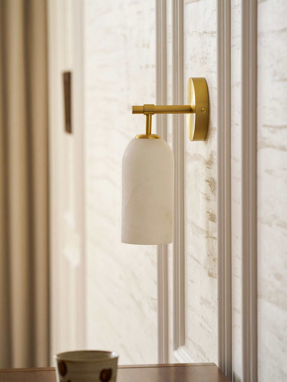 Pillar Alabaster Wall Sconce, Soft Ambient Light