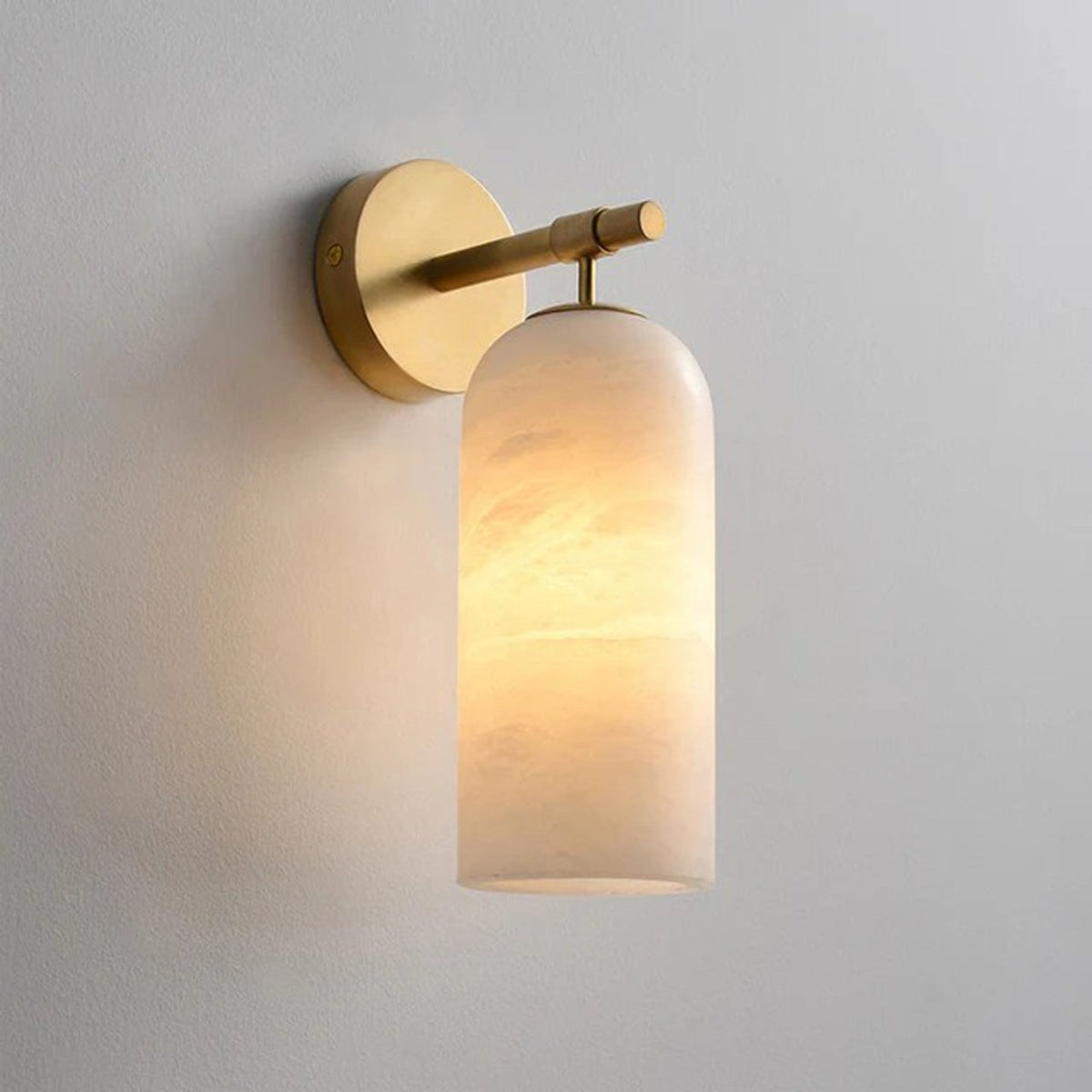 Pillar Alabaster Wall Sconce, Soft Ambient Light — front view
