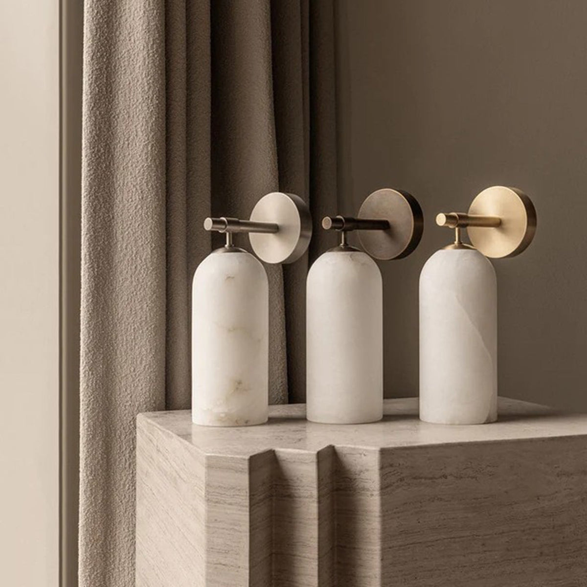 Pillar Alabaster Wall Sconce, Soft Ambient Light