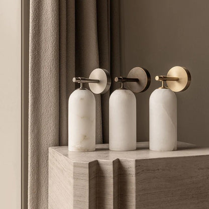 Pillar Alabaster Wall Sconce, Soft Ambient Light