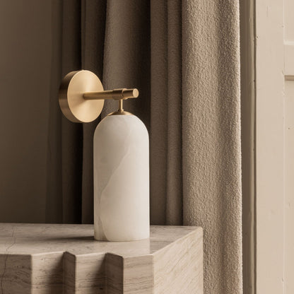 Pillar Alabaster Wall Sconce, Soft Ambient Light