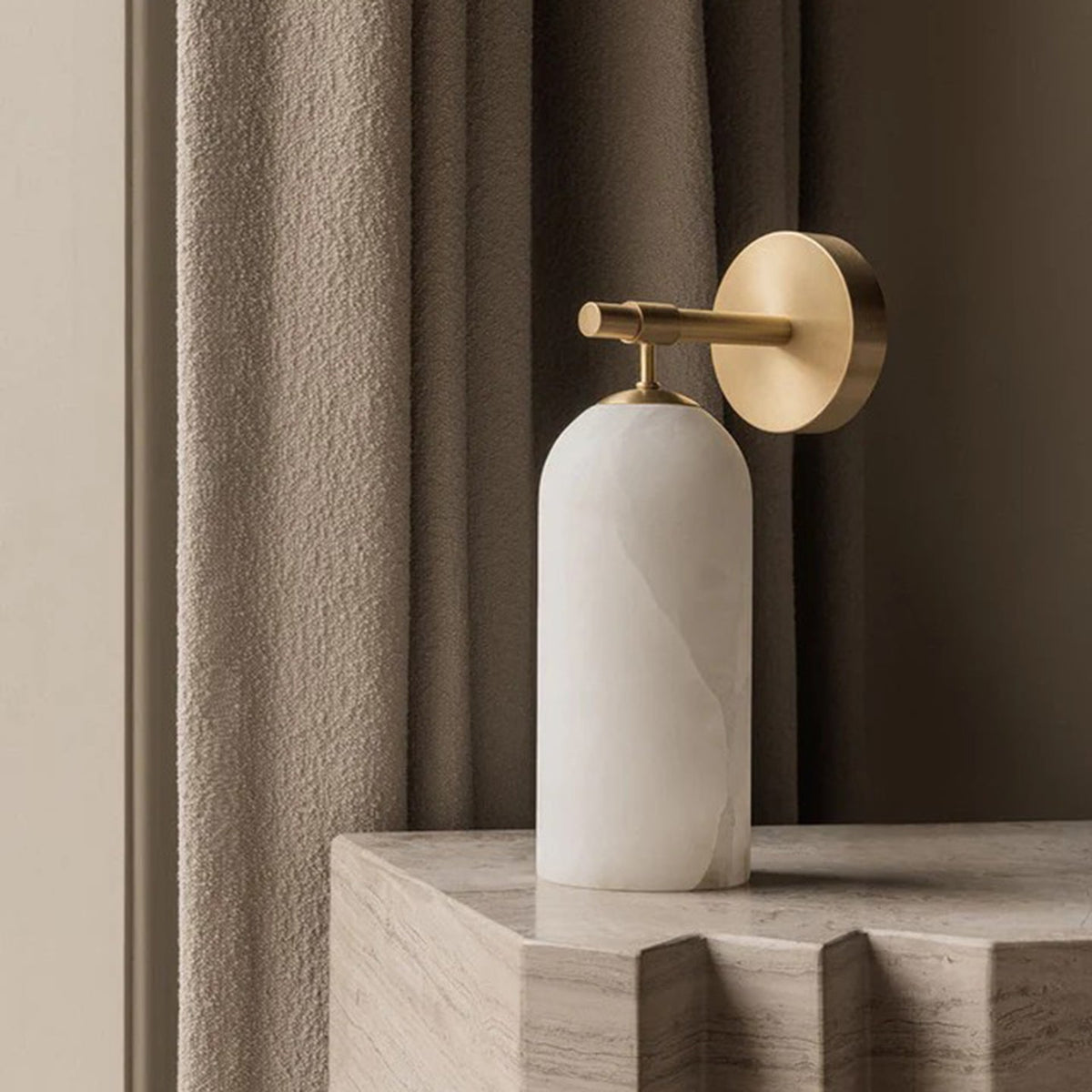 Pillar Alabaster Wall Sconce, Soft Ambient Light