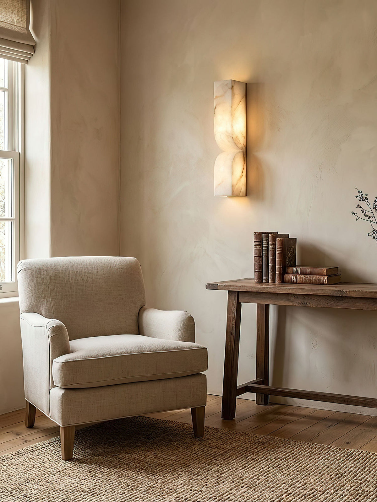 Alabaster Wall Sconce with Adjustable Light Direction