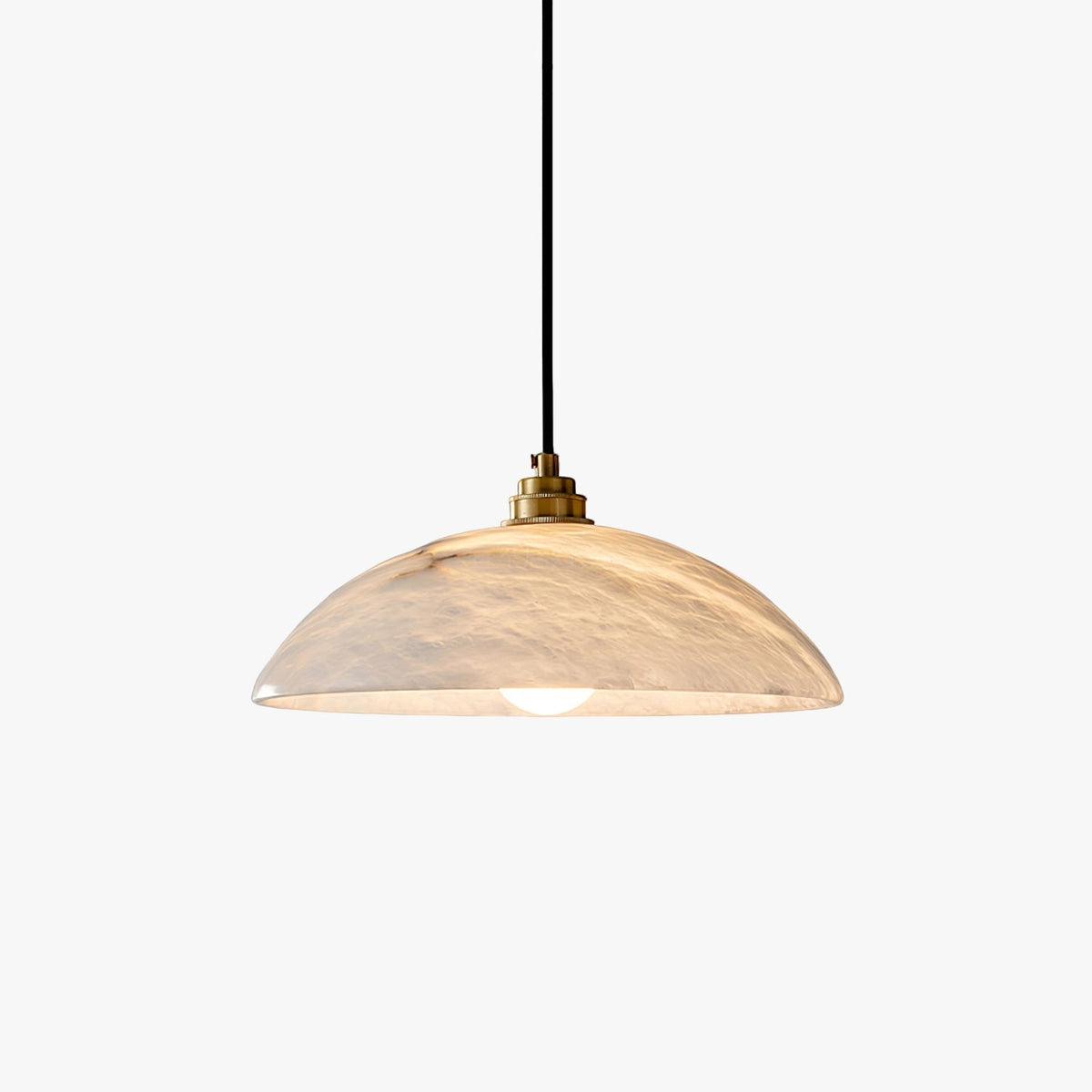 Alabaster Dome Pendant Lamp with Adjustable Mount — front view