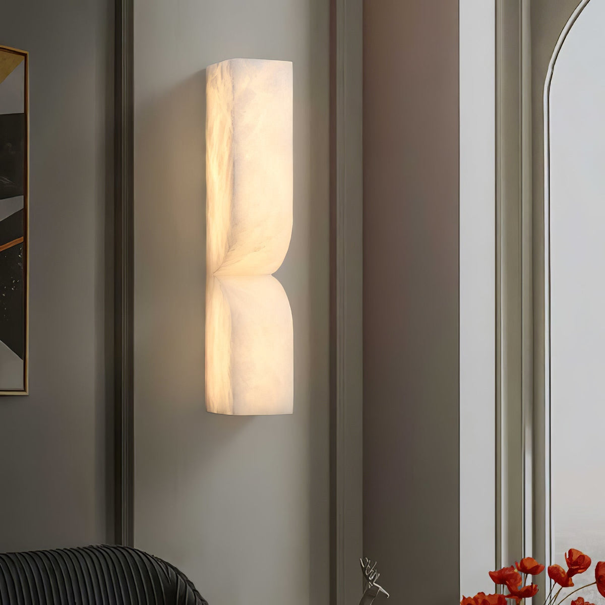 Alabaster Wall Sconce with Adjustable Light Direction