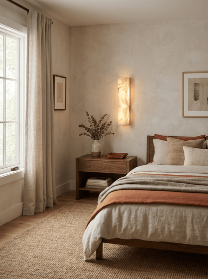 Alabaster Wall Sconce with Adjustable Light Direction