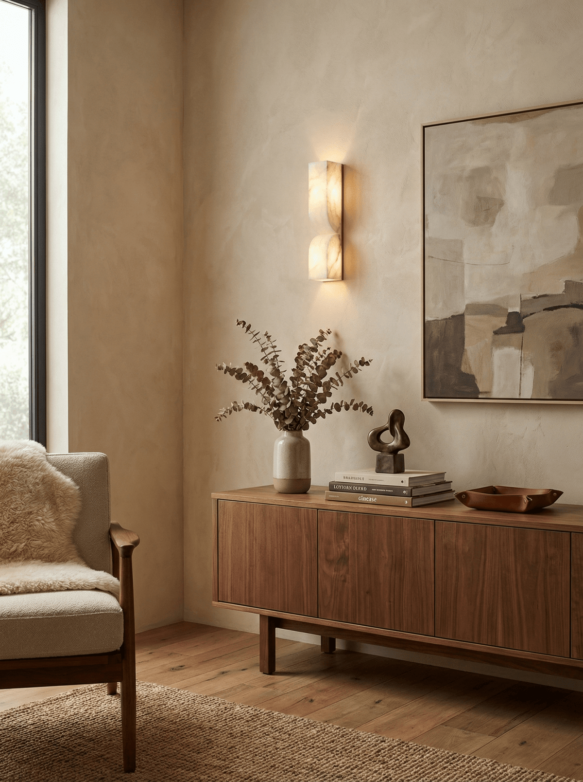 Alabaster Wall Sconce with Adjustable Light Direction