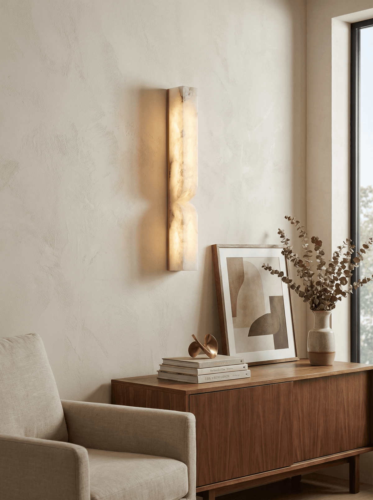 Alabaster Wall Sconce with Adjustable Light Direction
