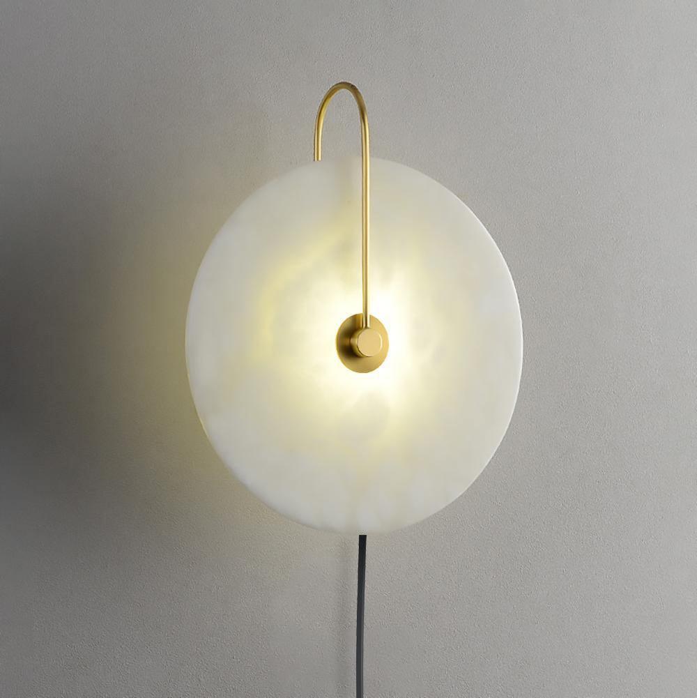 Alabaster LED Plug-In Wall Lamp, Dimmable — front view