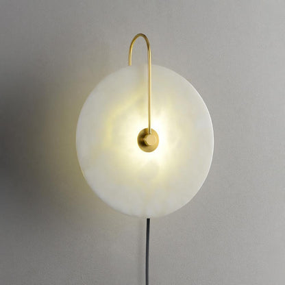 Alabaster LED Plug-In Wall Lamp, Dimmable — front view