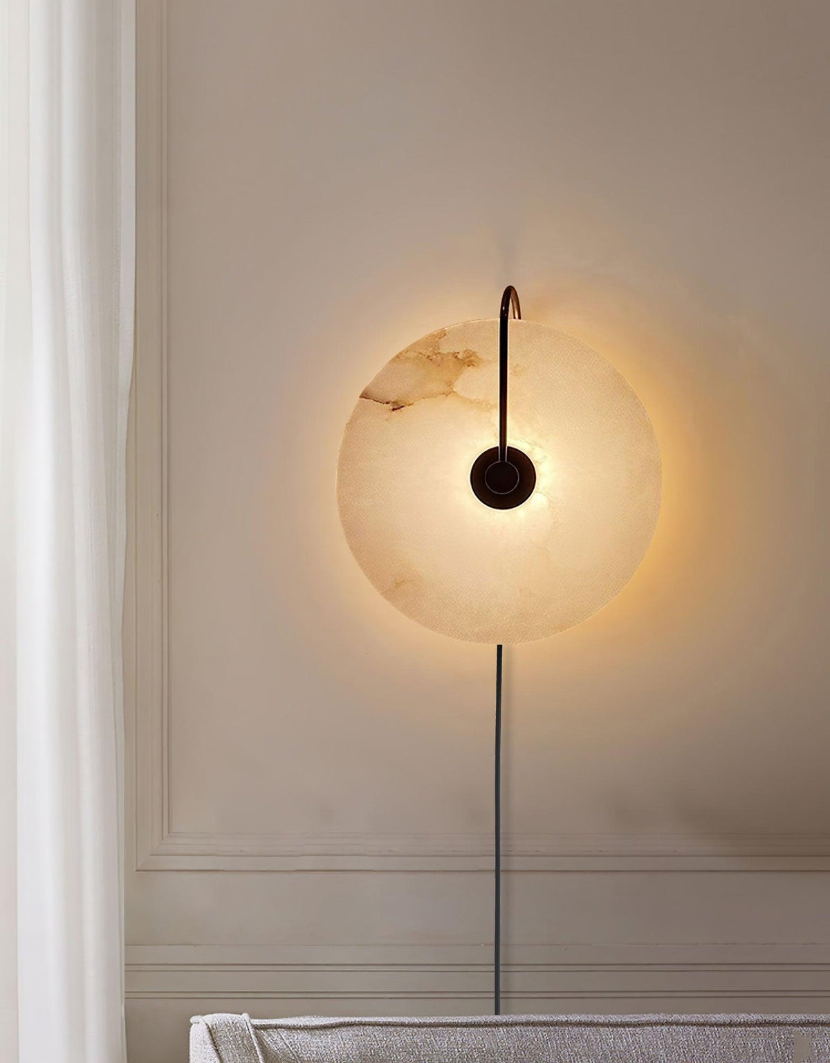 Alabaster LED Plug-In Wall Lamp, Dimmable