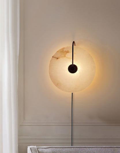 Alabaster LED Plug-In Wall Lamp, Dimmable