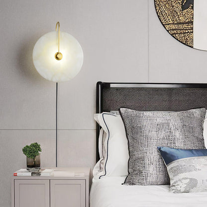 Alabaster LED Plug-In Wall Lamp, Dimmable