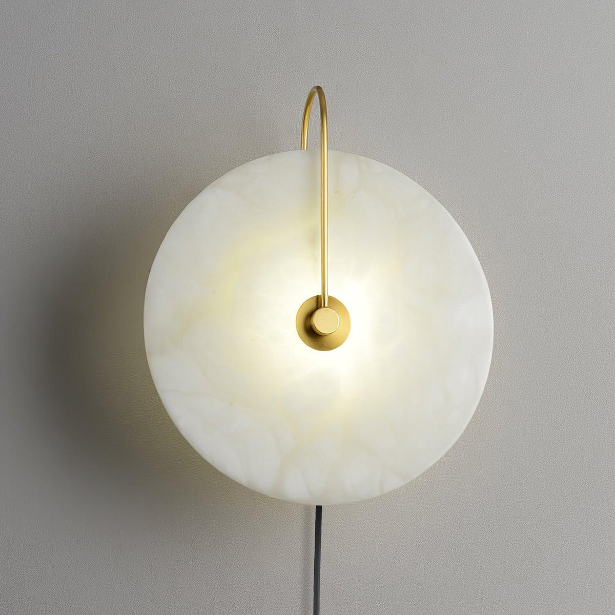 Alabaster LED Plug-In Wall Lamp, Dimmable