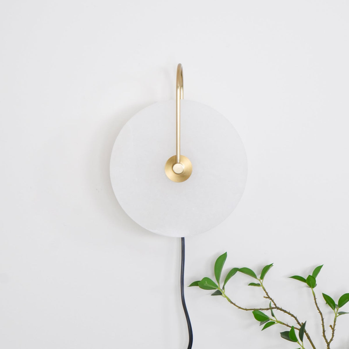 Alabaster LED Plug-In Wall Lamp, Dimmable