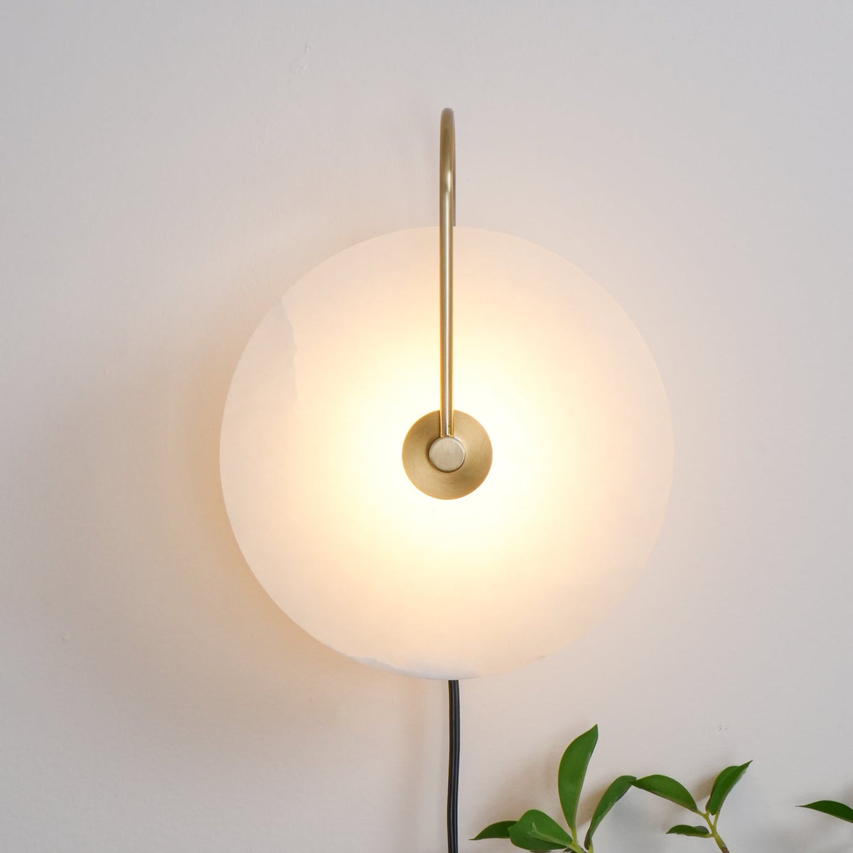 Alabaster LED Plug-In Wall Lamp, Dimmable