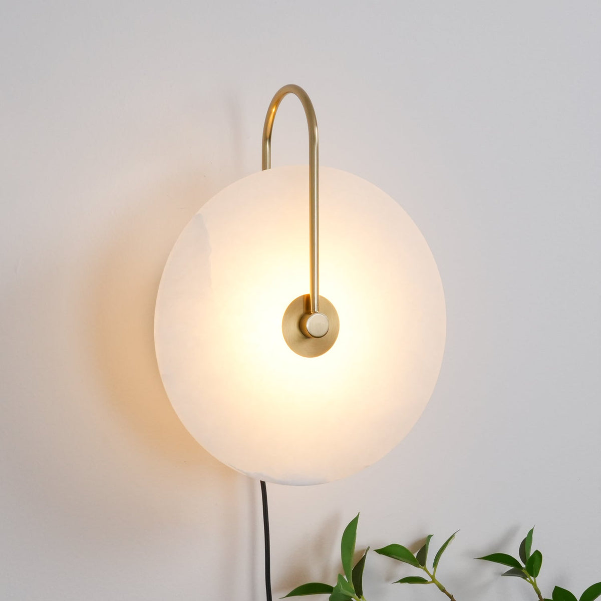 Alabaster LED Plug-In Wall Lamp, Dimmable