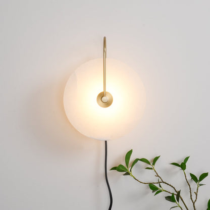 Alabaster LED Plug-In Wall Lamp, Dimmable