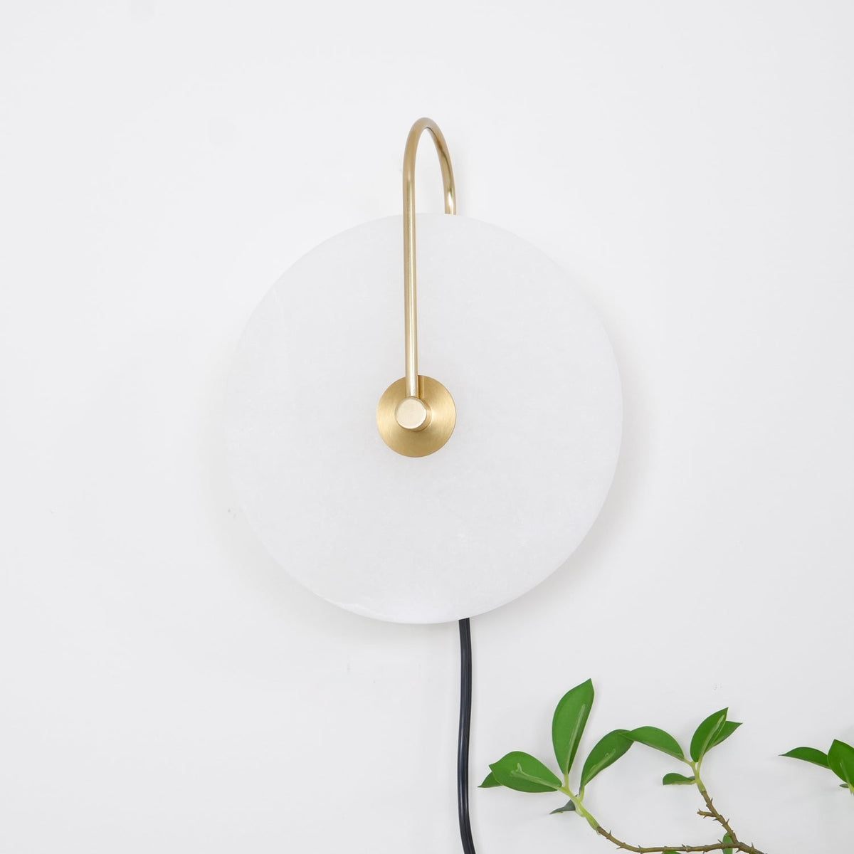 Alabaster LED Plug-In Wall Lamp, Dimmable