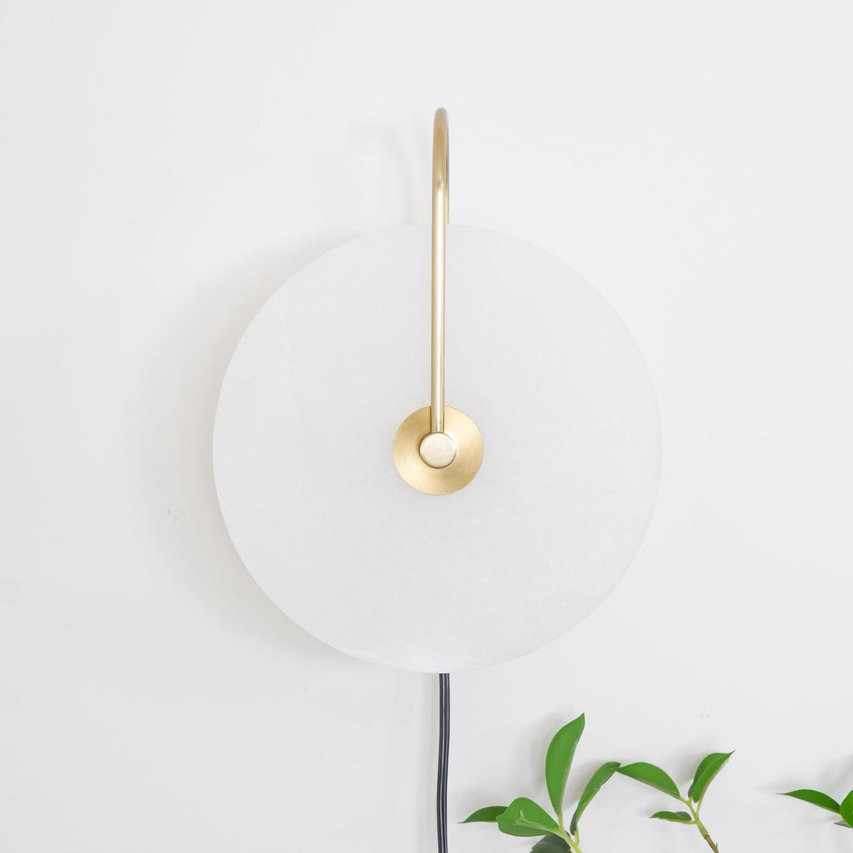 Alabaster LED Plug-In Wall Lamp, Dimmable
