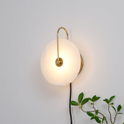 Alabaster LED Plug-In Wall Lamp, Dimmable
