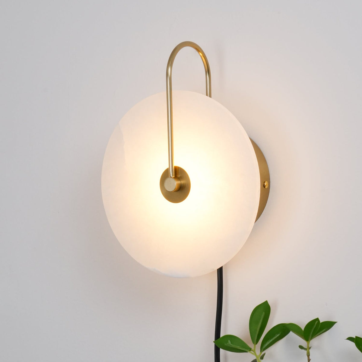 Alabaster LED Plug-In Wall Lamp, Dimmable
