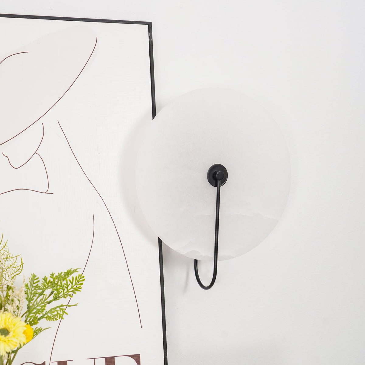 Alabaster LED Plug-In Wall Lamp, Dimmable