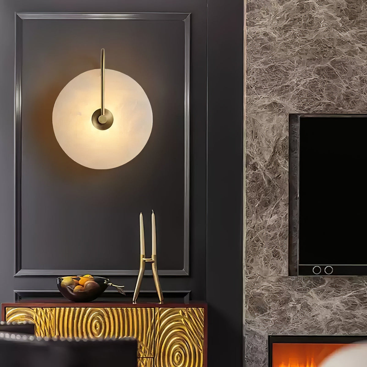 Alabaster LED Plug-In Wall Lamp, Dimmable