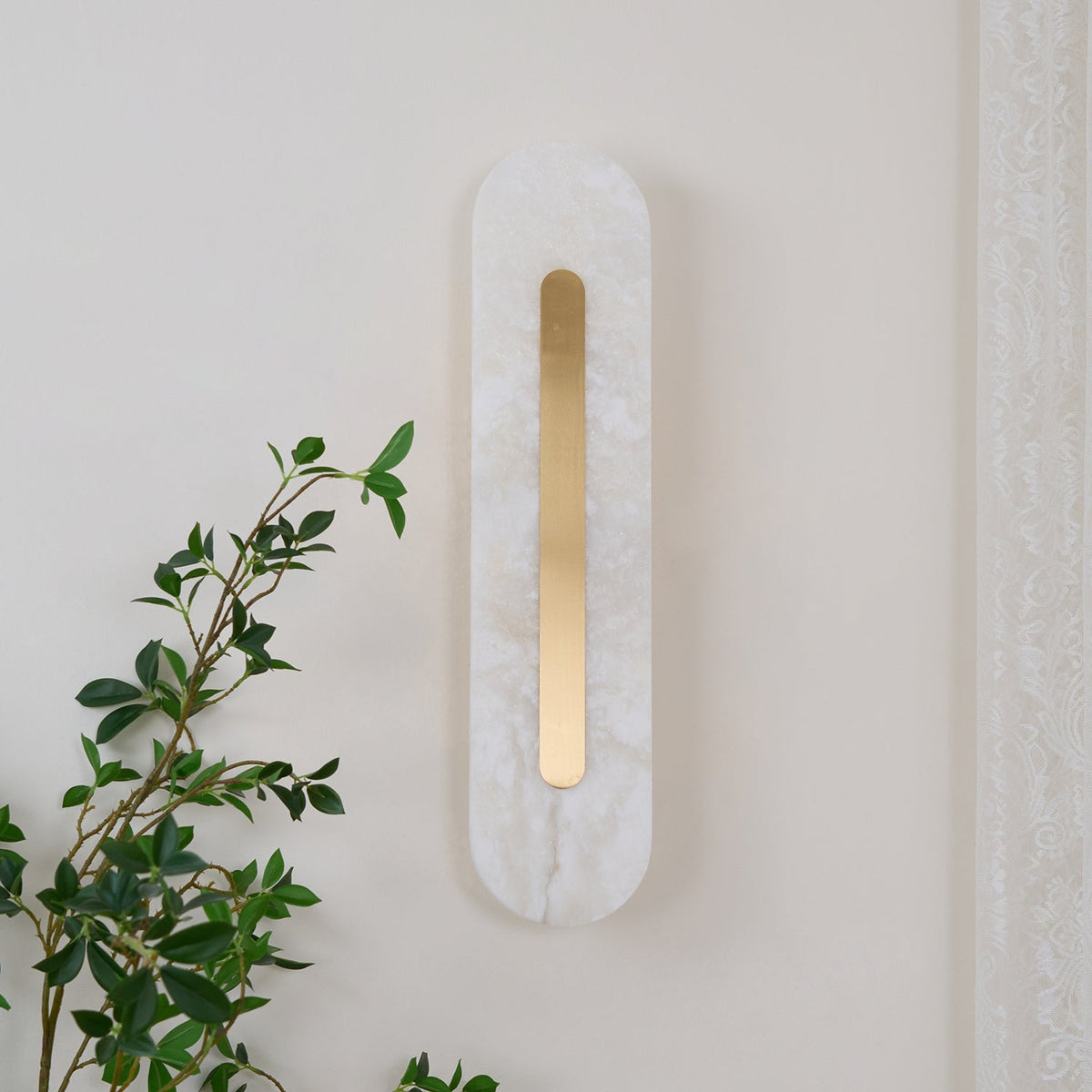 Alabaster Rounded Wall Light, Soft Glow