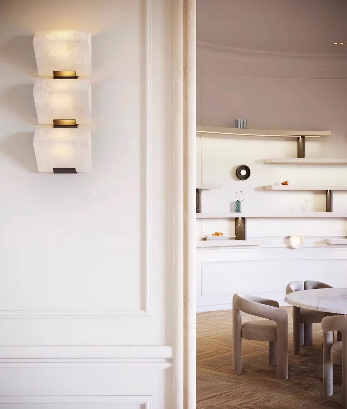 Alabaster Staircase Wall Lamp, Adjustable Brightness