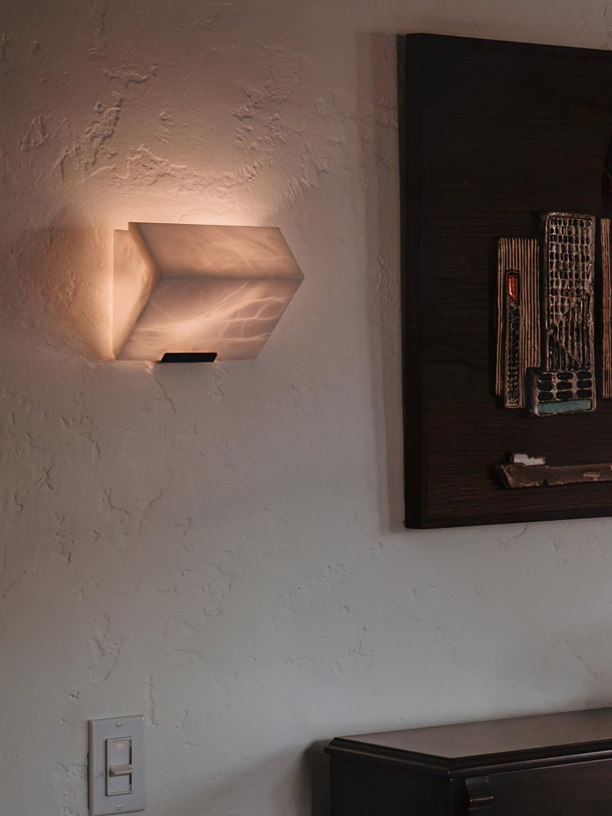 Alabaster Staircase Wall Lamp, Adjustable Brightness