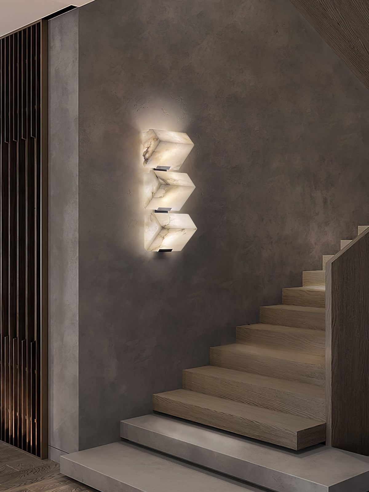 Alabaster Staircase Wall Lamp, Adjustable Brightness