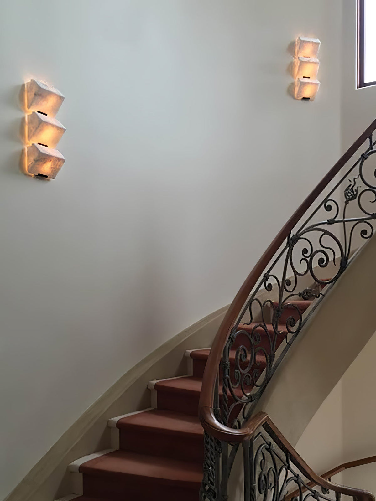 Alabaster Staircase Wall Lamp, Adjustable Brightness